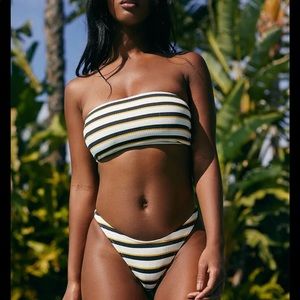 New pacsun la hearts bandeau stripe bikini top & bottom S